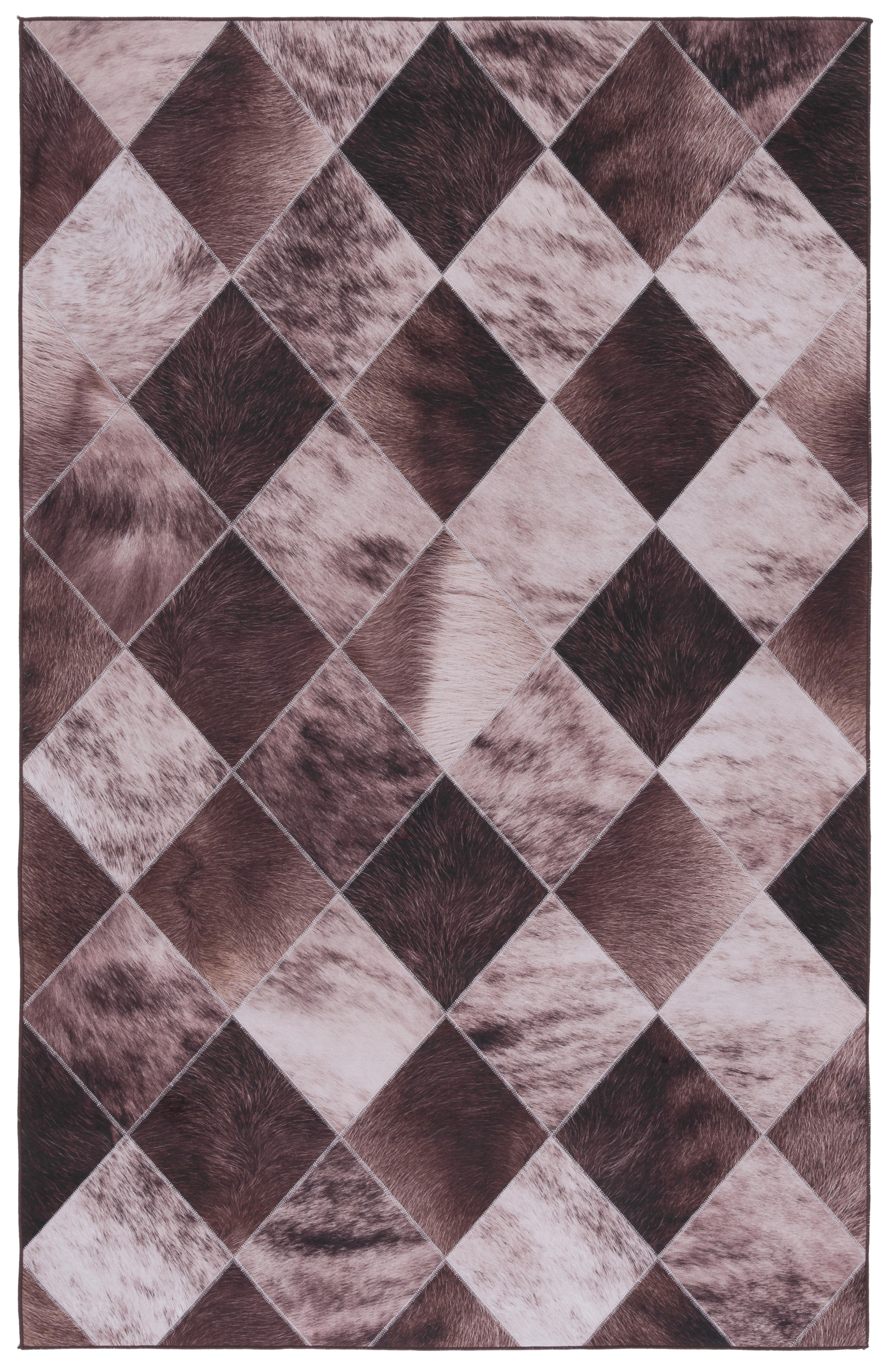 Faux Hide FAH535 Power Loomed Machine Washable Area Rug - Light Brown/Brown - 4'x6' - Safavieh.