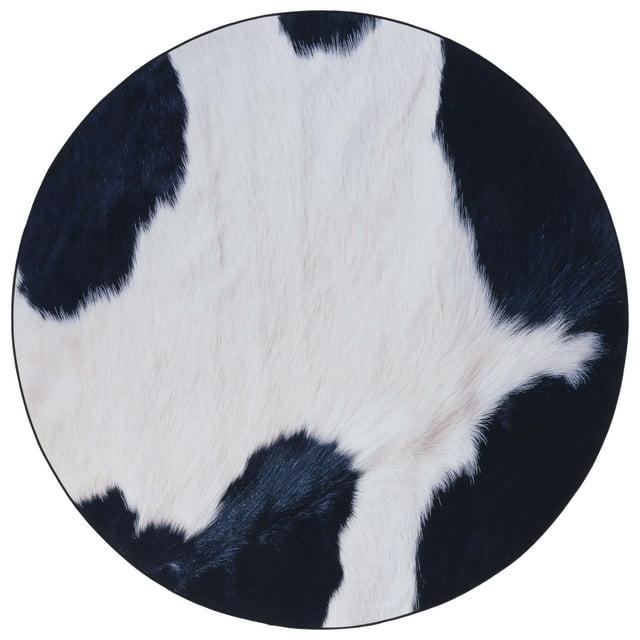 Faux Hide FAH548 Power Loomed Machine Washable Area Rug - Ivory/Dark Blue - 6' Round - Safavieh.