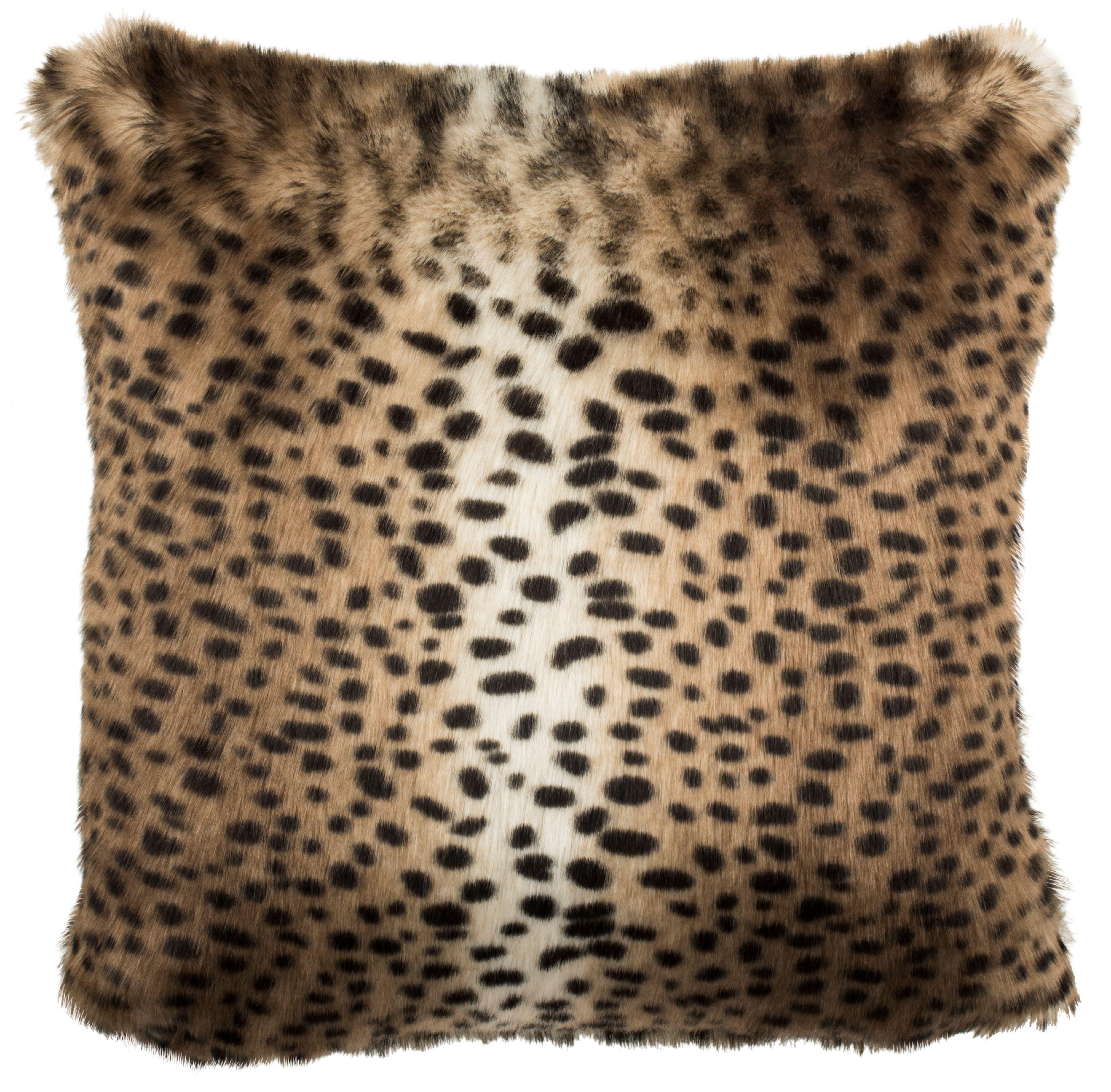 20'' Brown Faux Leopard Feather Throw Pillow