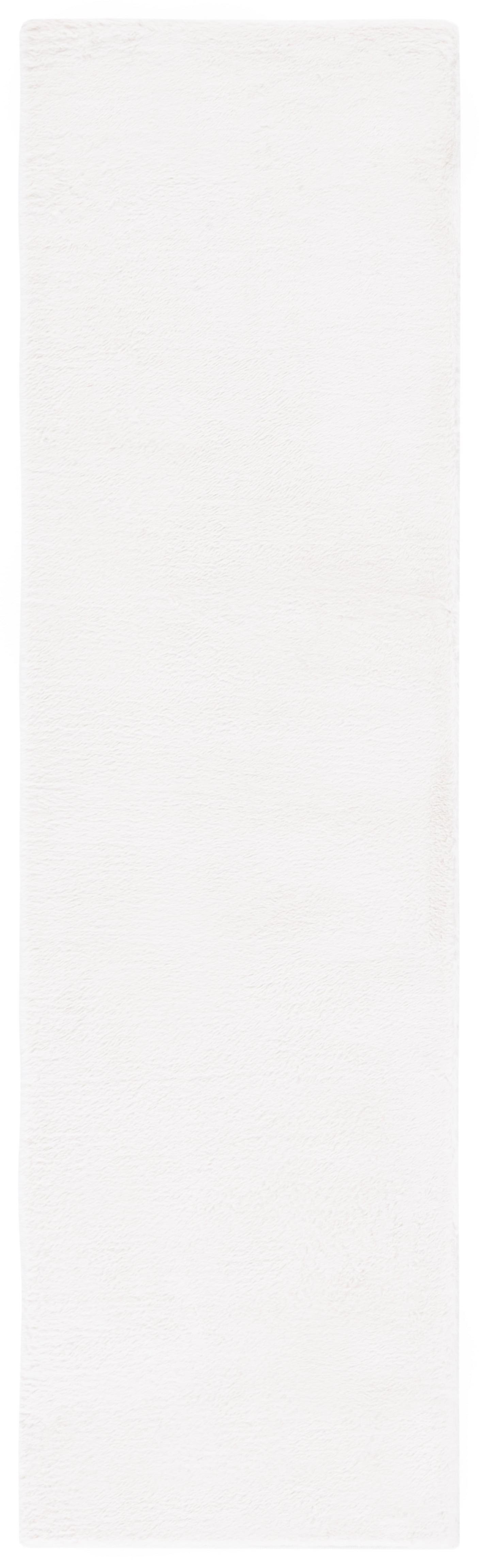 SAFAVIEH Faux Rabbit Fur David Solid Runner Rug, Off White, 2'3" x 8'