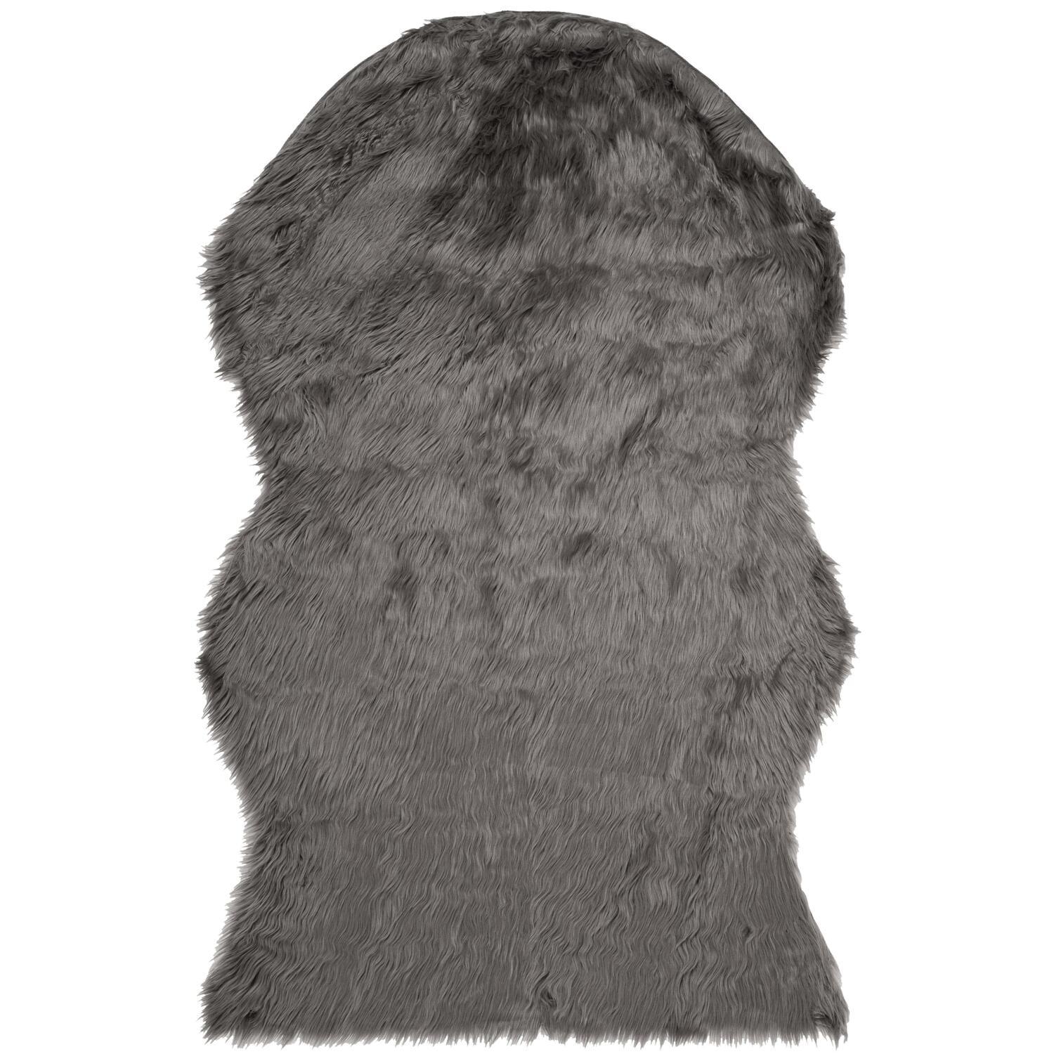 Faux Sheep Skin FSS115 Power Loomed Indoor Accent Rug - Grey - 2'x3' - Safavieh