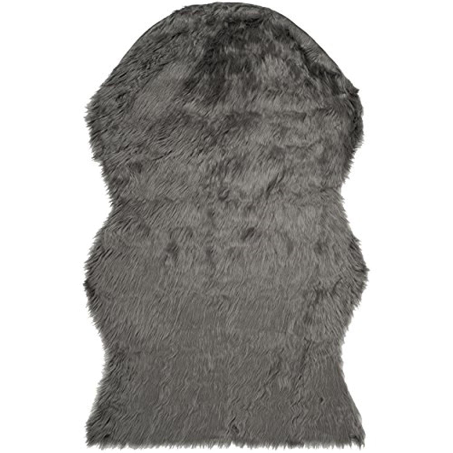 Faux Sheep Skin FSS115 Power Loomed Area Rug - Grey - 4'x6' - Safavieh.