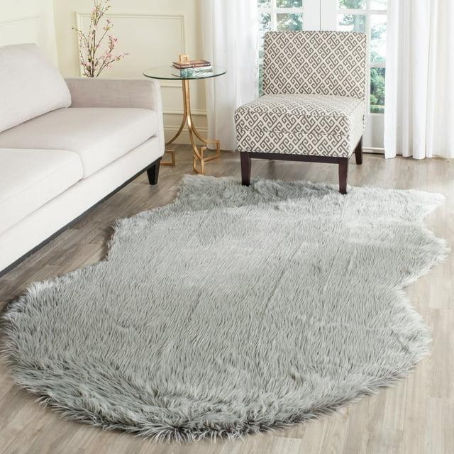 Faux Sheep Skin FSS118 Power Loomed Area Rug - Light Grey - 8'x10' - Safavieh.
