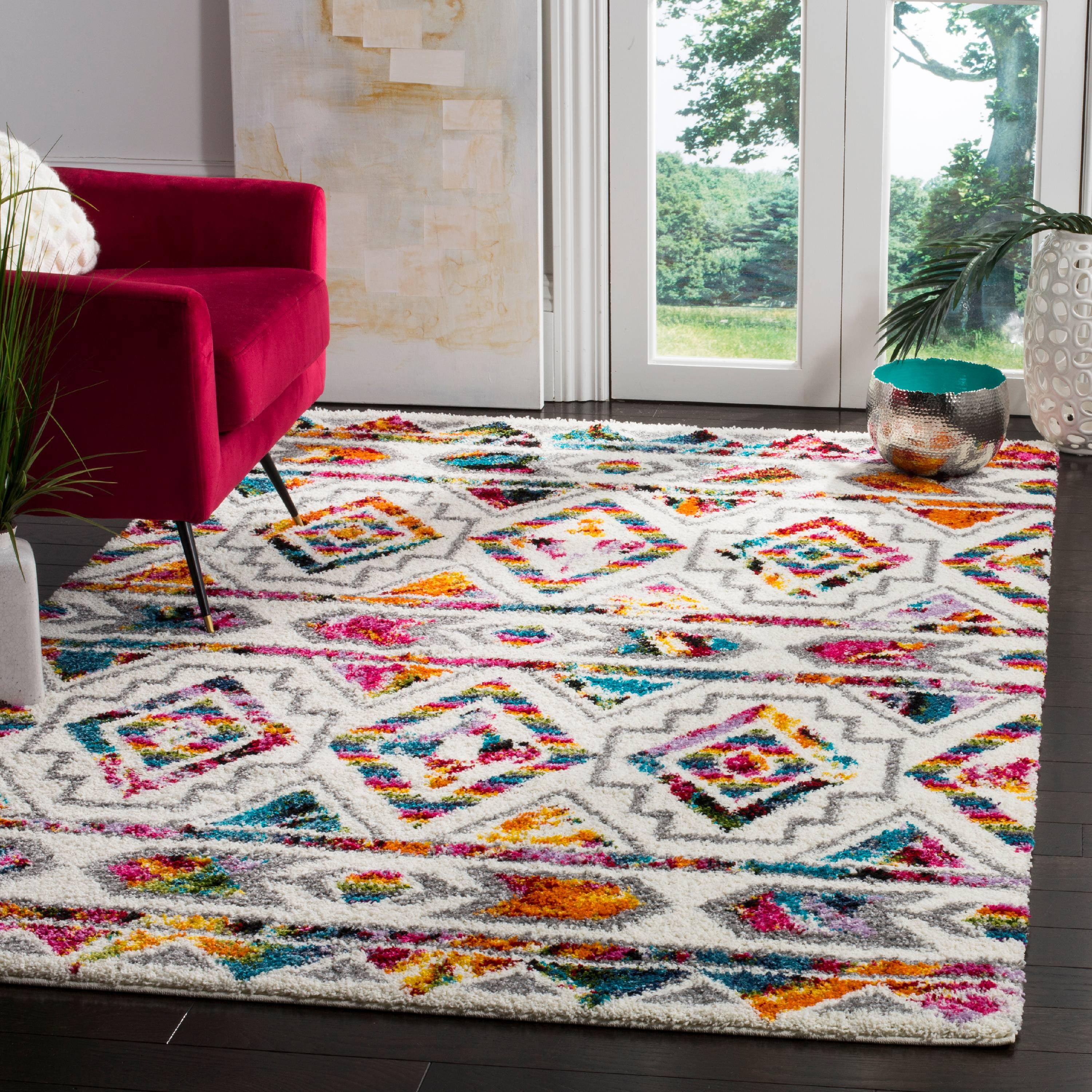 Fiesta Multicolor High Pile Shag Area Rug