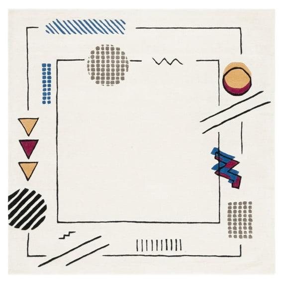 SAFAVIEH Fifth Avenue Cynthia Abstract Area Rug, Ivory/Blue, 6' x 6' Square