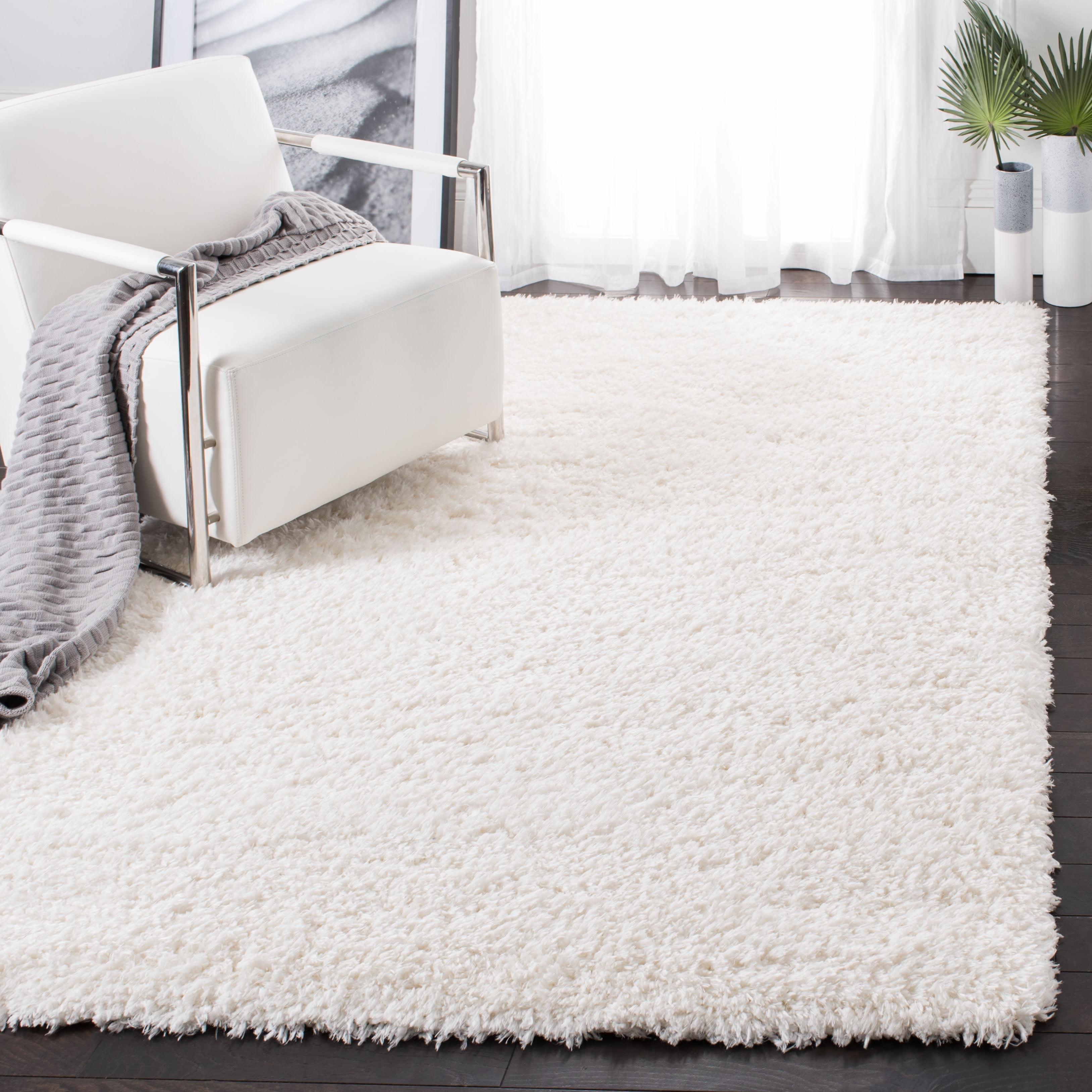 Ivory Tufted Square Shag Rug with Easy Care