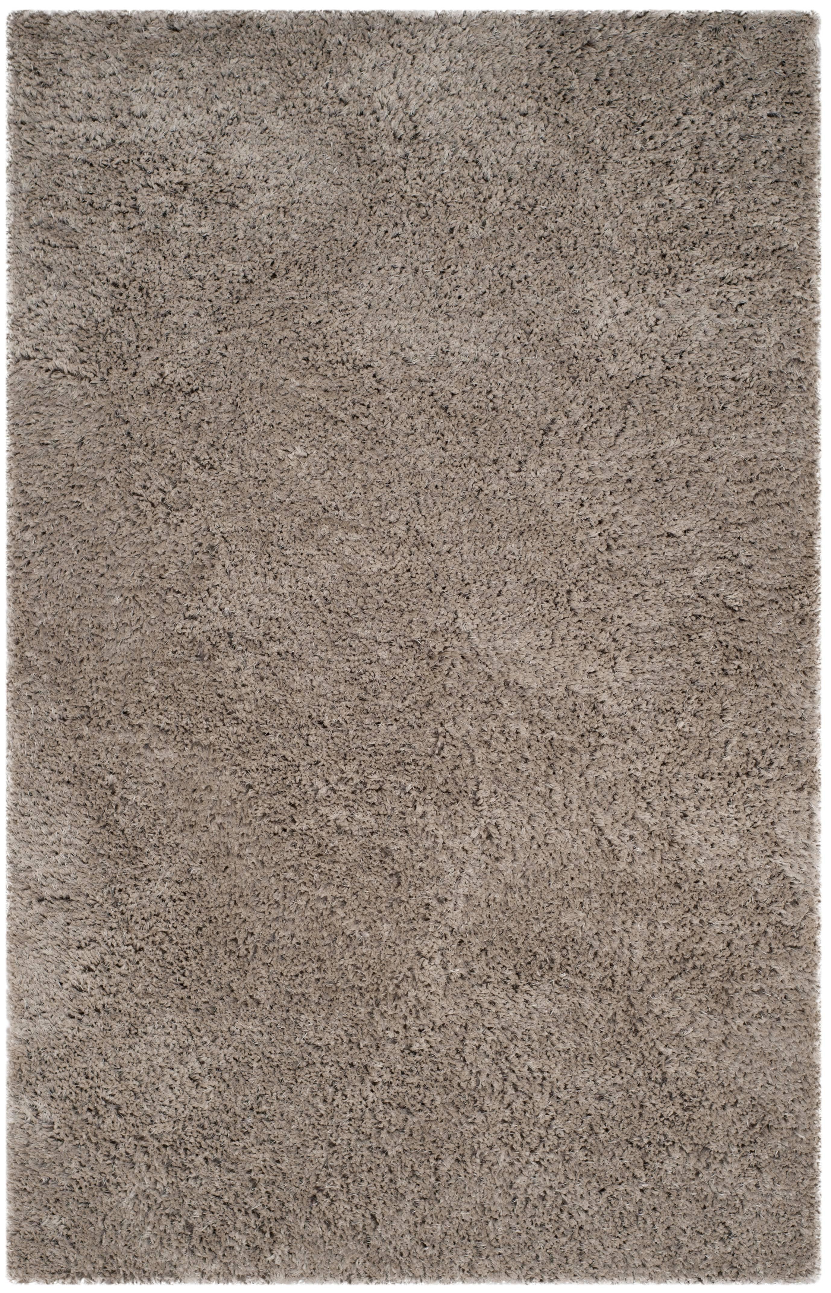 Silver Hand-Tufted Rectangular Shag Area Rug, 5' x 8'