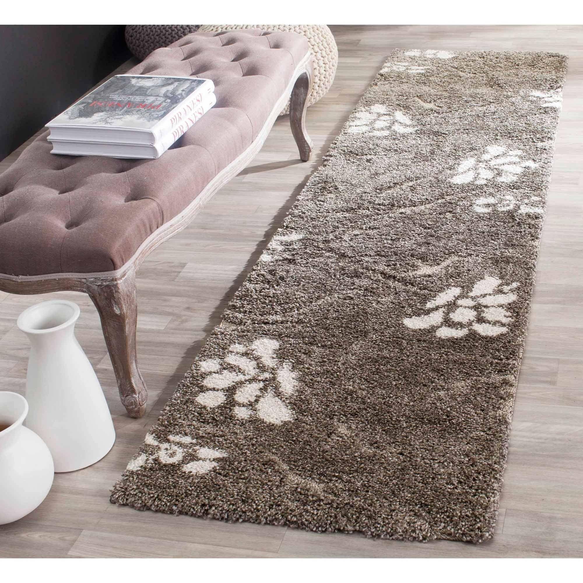 Florida Shag SG464 Power Loomed Runner Rug - Smoke/Beige - 2'3"x10' - Safavieh.