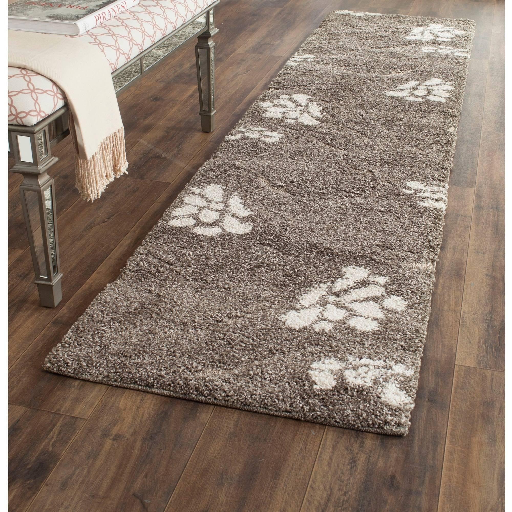 Florida Shag SG464 Power Loomed Indoor Runner Rug - Smoke/Beige - 2'3"x15' - Safavieh