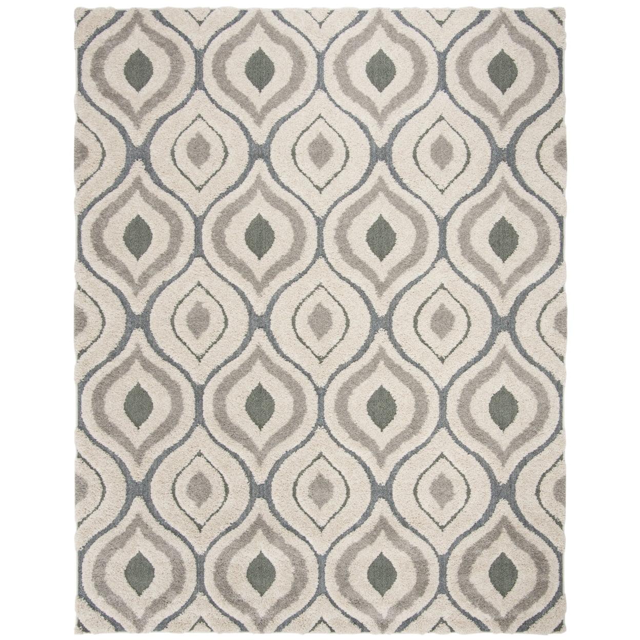 Florida Shag SG461 Power Loomed Indoor Accent Rug - Cream/Light Blue - 4'x4' Square - Safavieh