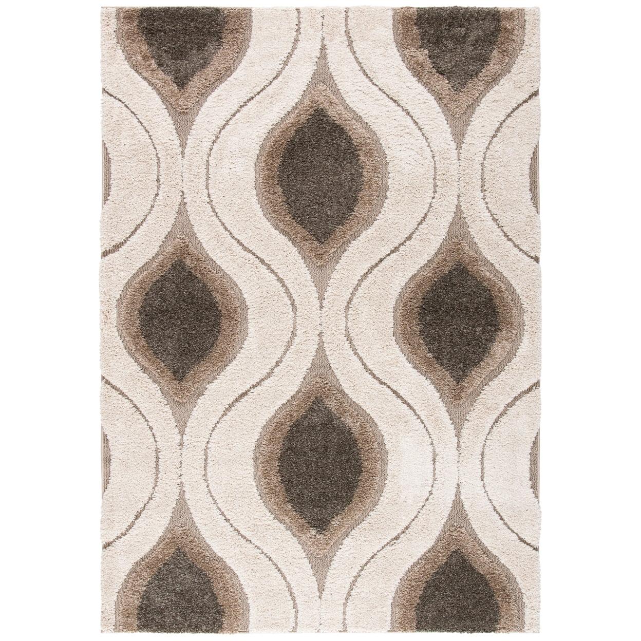 Gray Geometric Tufted Shag Area Rug, 8'6" x 12'