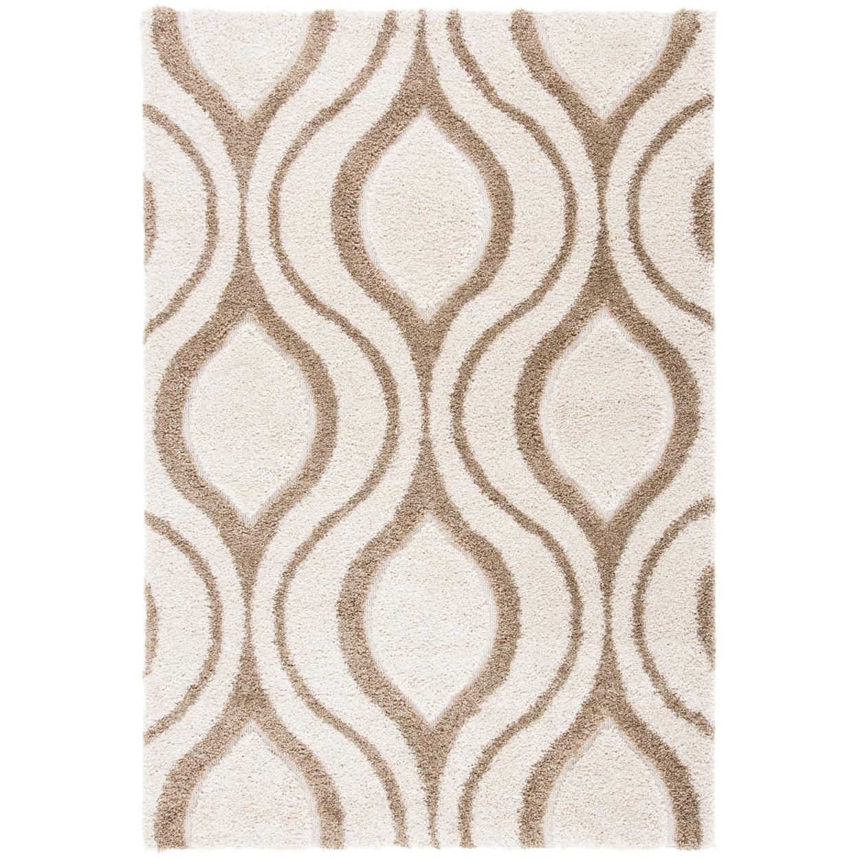 Florida Shag SG461 Power Loomed Indoor Runner Rug - Ivory/Beige - 2'3"x9' - Safavieh