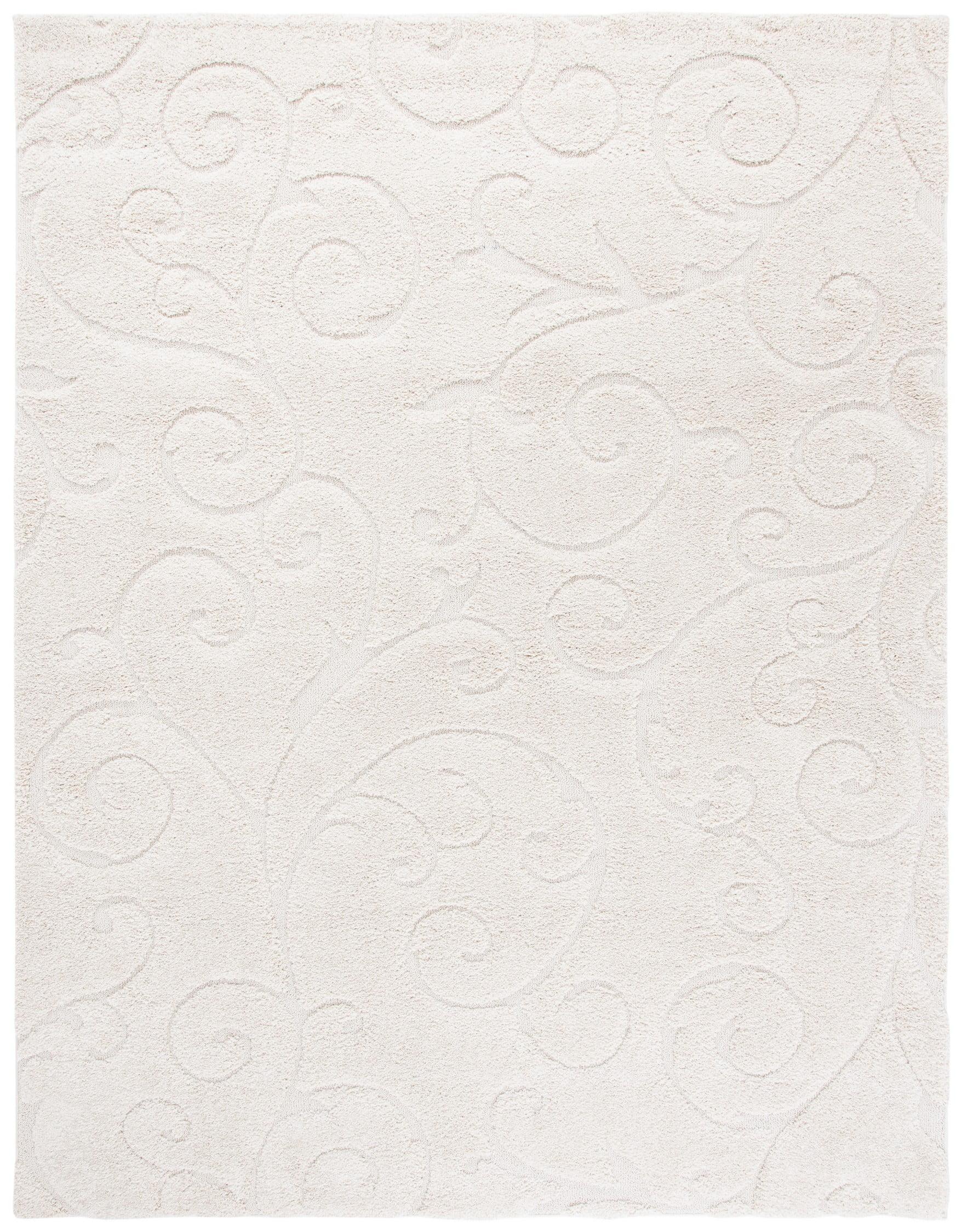 SAFAVIEH Florida Doug Floral Vines Shag Area Rug, Cream, 8'6" x 12'