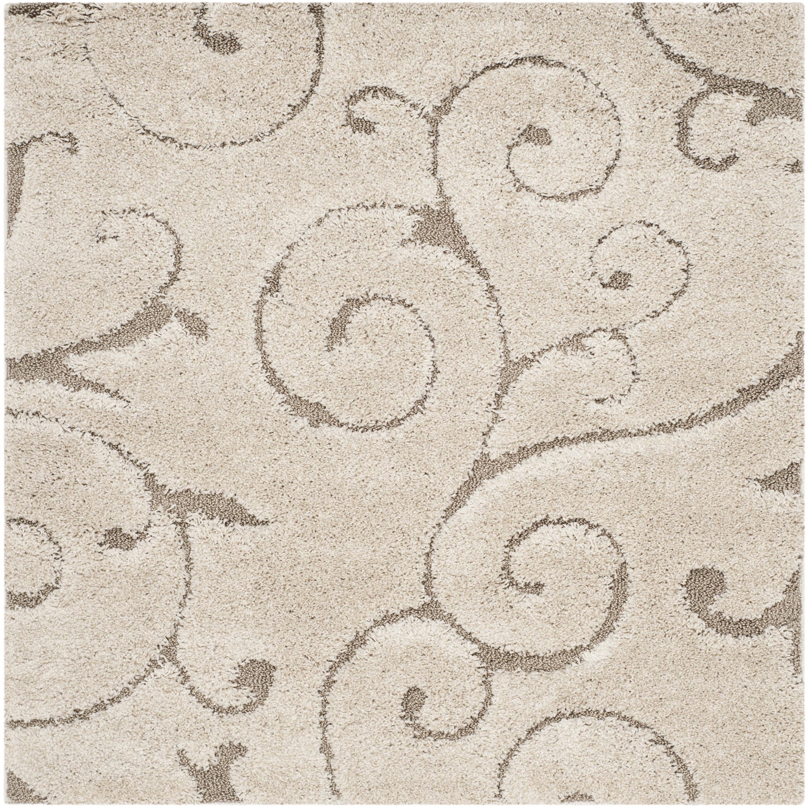 Florida Shag SG455 Power Loomed Indoor Area Rug - Cream/Beige - 4'x4' - Safavieh.