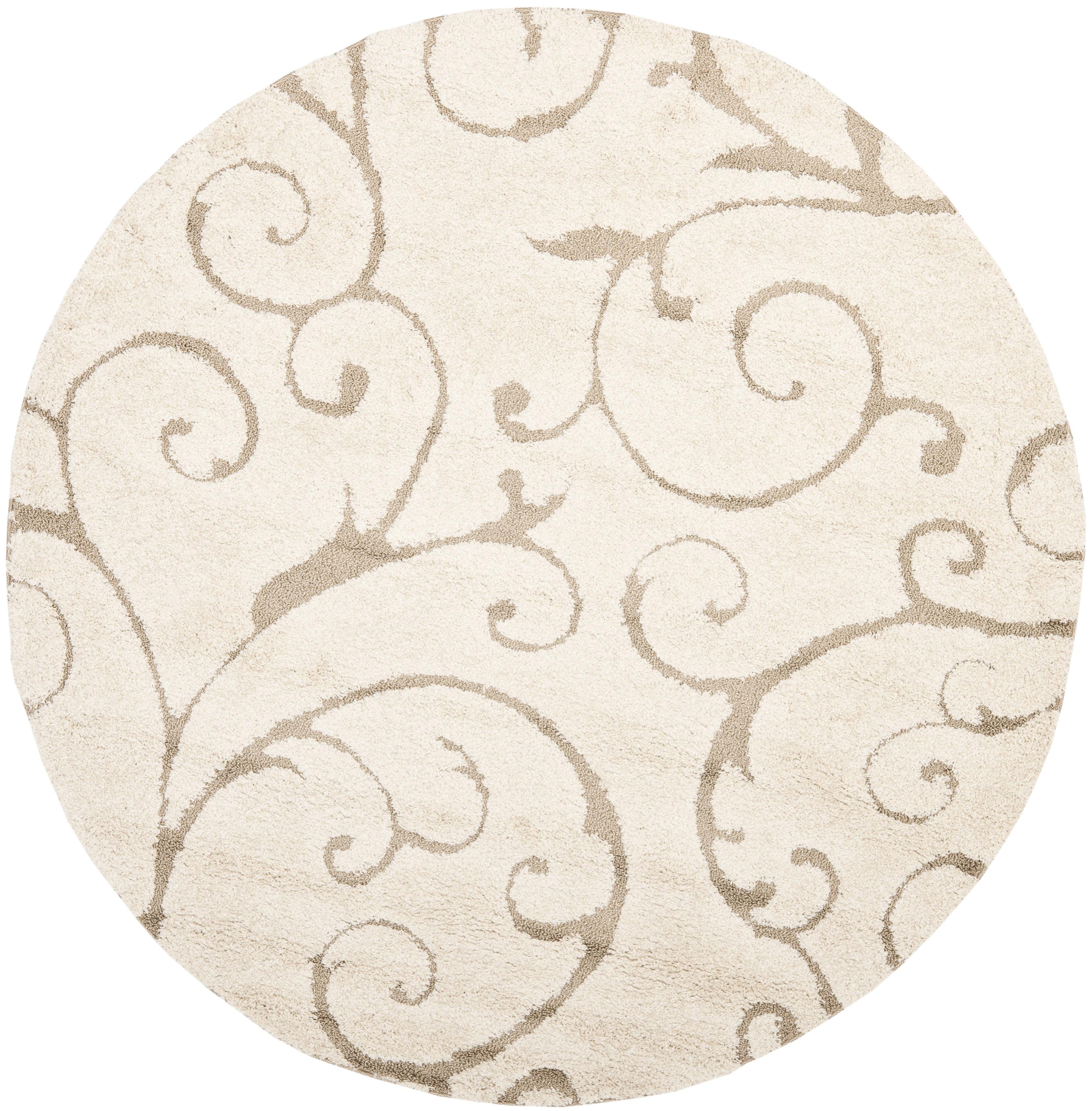 Florida Shag SG455 Power Loomed Indoor Area Rug - Cream/Beige - 5' round - Safavieh.