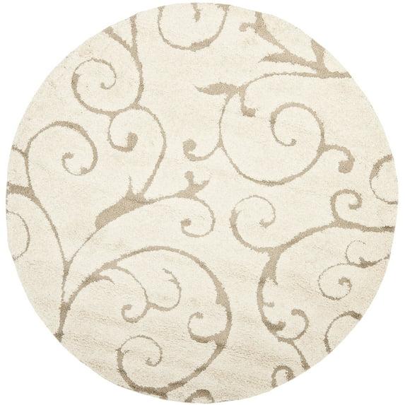 Florida Shag SG455 Power Loomed Indoor Area Rug - Cream/Beige - 5' round - Safavieh.