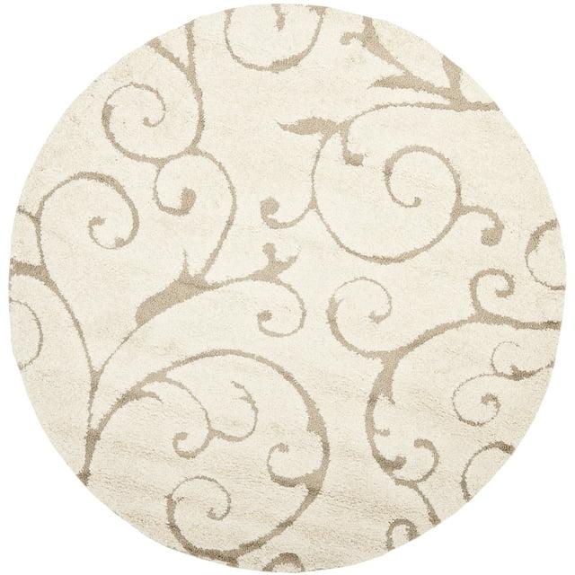 Florida Shag SG455 Power Loomed Indoor Area Rug - Cream/Beige - 5' round - Safavieh.