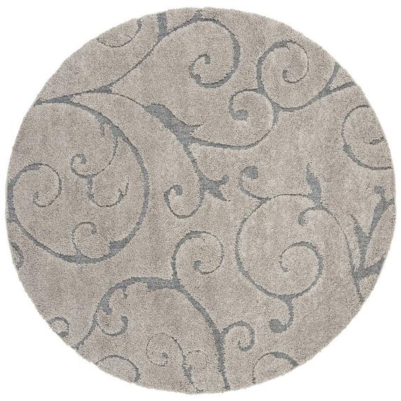 SAFAVIEH Florida Doug Floral Vines Shag Area Rug, Grey/Light Blue, 10' x 10' Round
