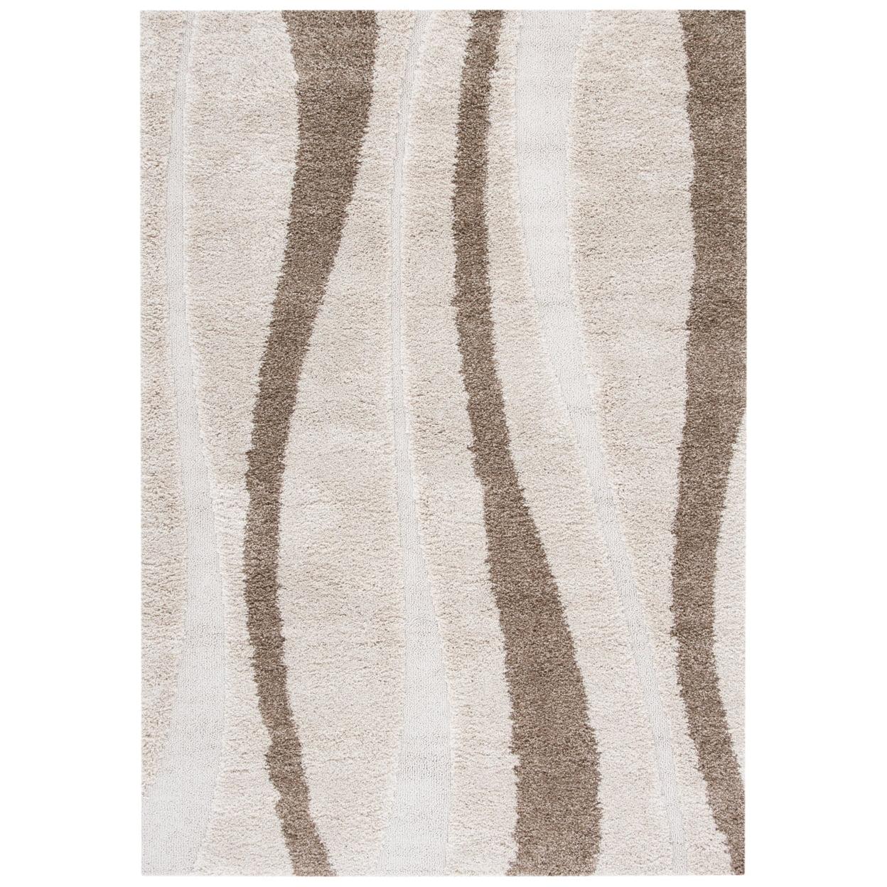 Crestview Shag 8' x 10' Rectangular Cream/Dark Brown Synthetic Area Rug