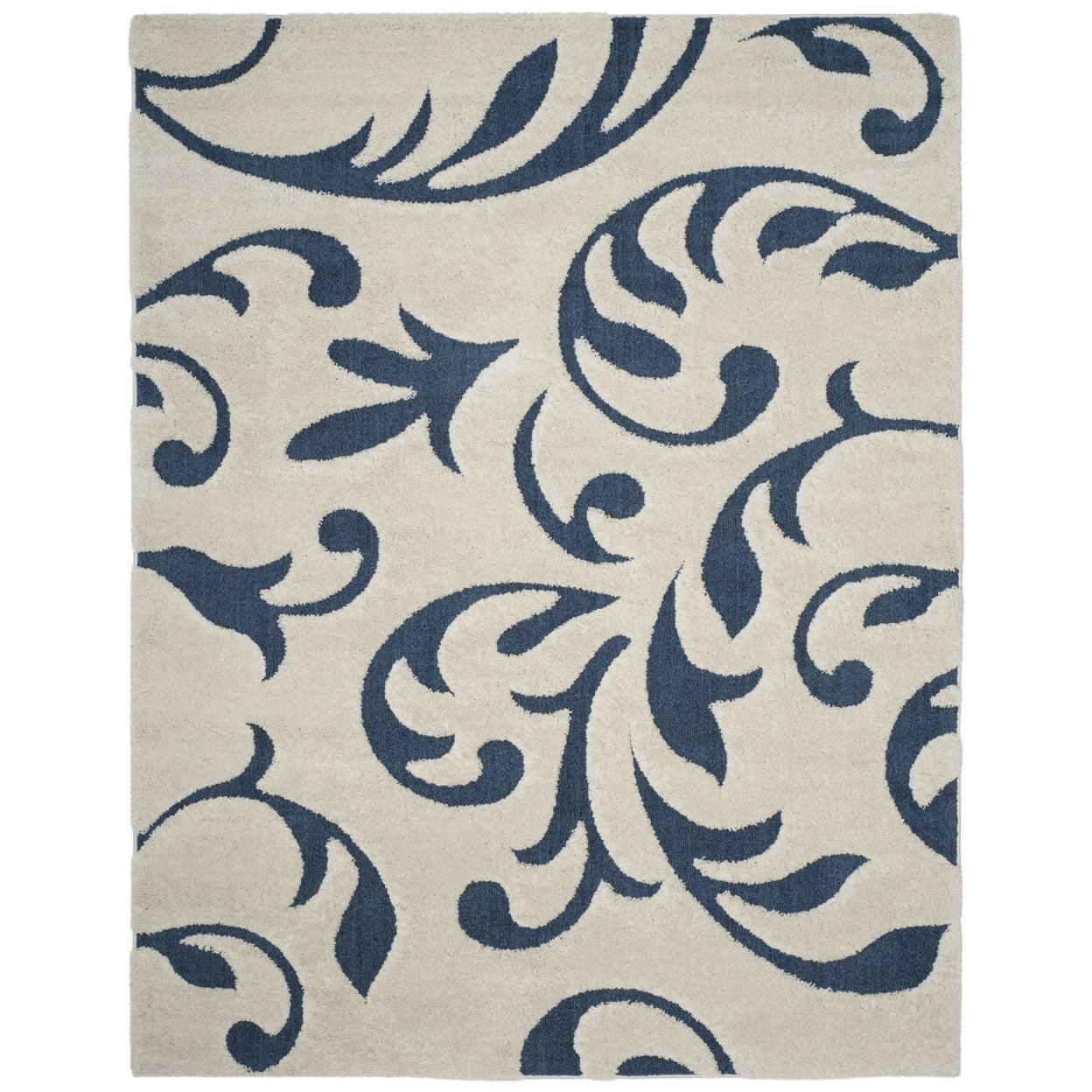 Florida Shag SG468 Power Loomed Indoor Area Rug - Cream/Blue - 6'x9' - Safavieh