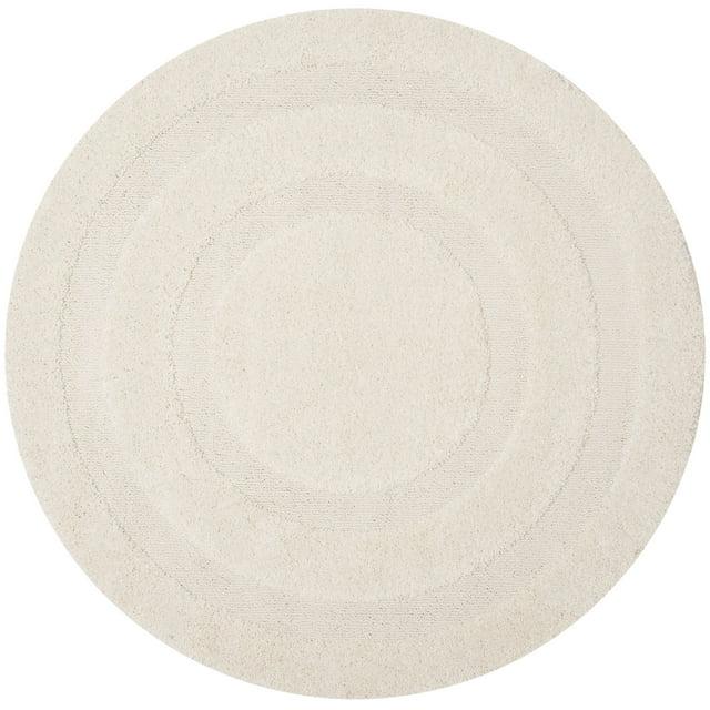 Florida Shag SG454 Power Loomed Indoor Area Rug - Creme/Creme - 4' round - Safavieh.