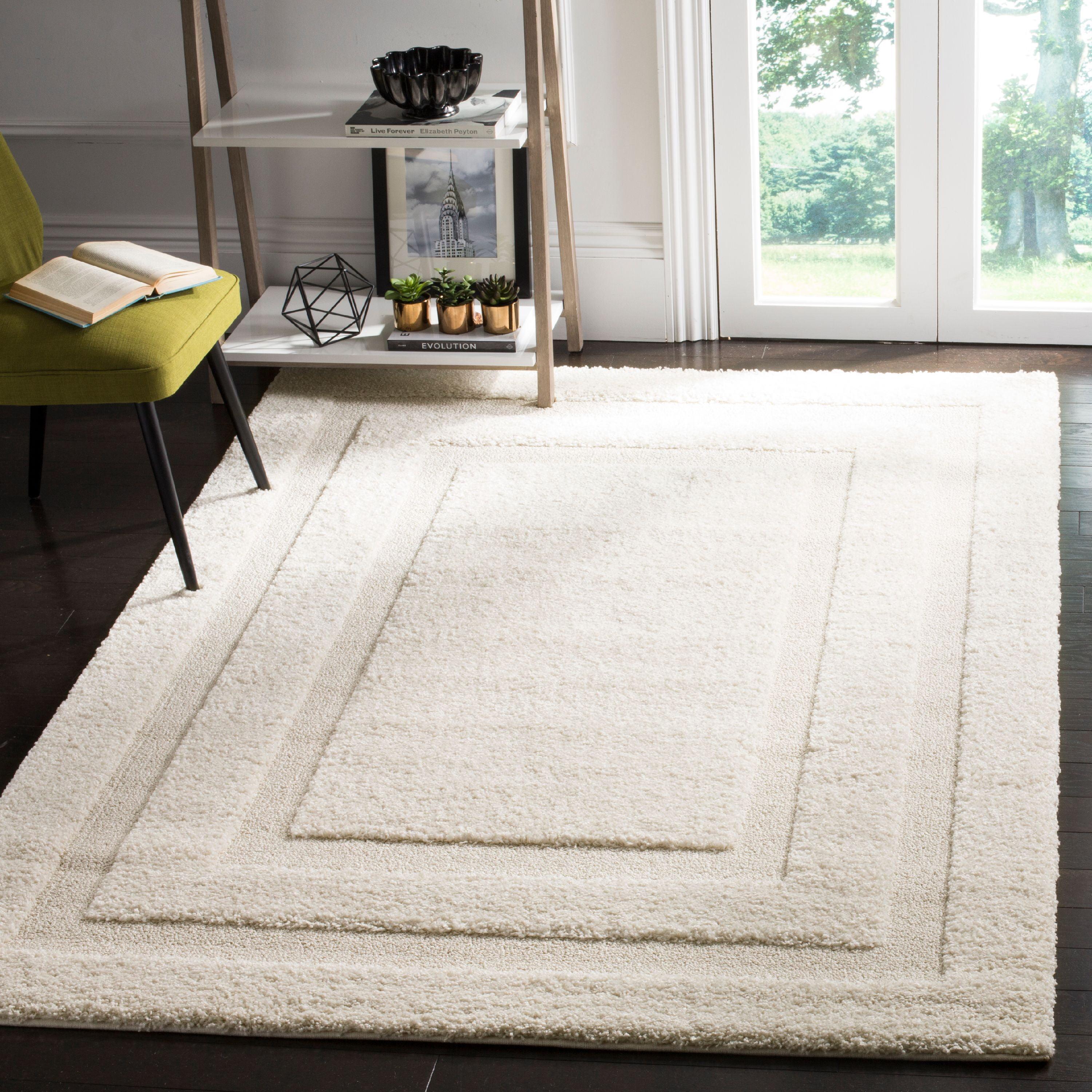 Florida Shag SG454 Power Loomed Indoor Area Rug - Creme/Creme - 6'x9' - Safavieh.