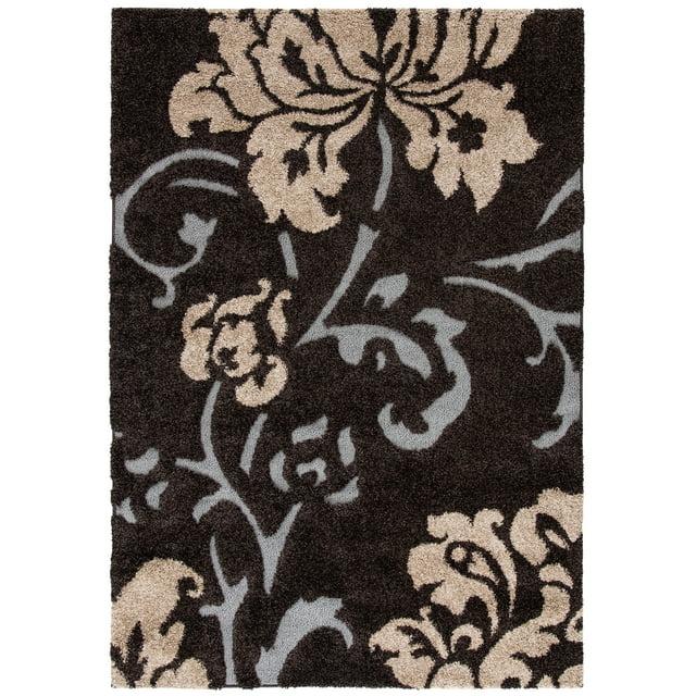 Florida Shag SG458 Power Loomed Indoor Area Rug - Dark Brown/Smoke - 6'x9' - Safavieh