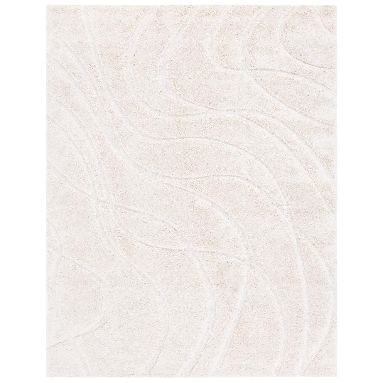 Florida Shag SG471 Power Loomed Indoor Area Rug - Creme/Creme - 5'3"x7'6" - Safavieh