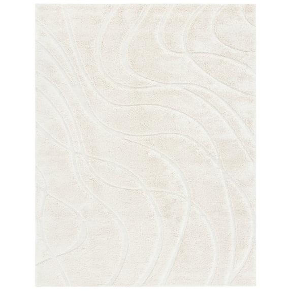 Florida Shag SG471 Power Loomed Indoor Area Rug - Creme/Creme - 5'x5' Square - Safavieh