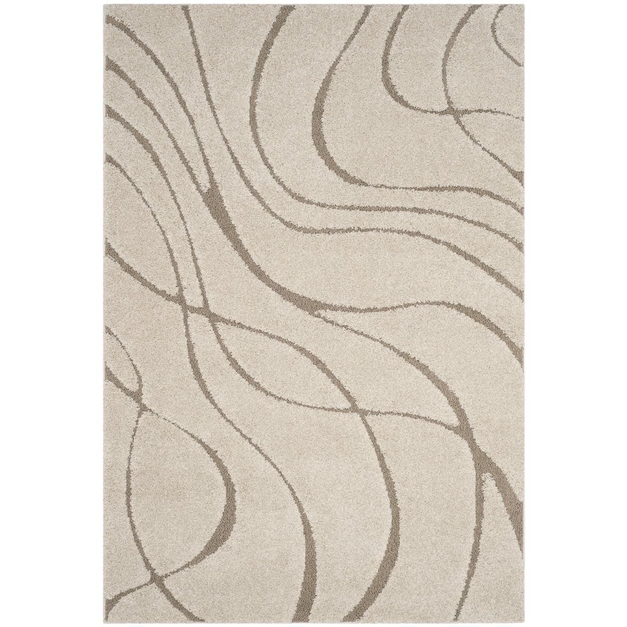 SAFAVIEH Florida Tamzen Abstract Shag Area Rug, Cream/Beige, 6'7" x 6'7" Square