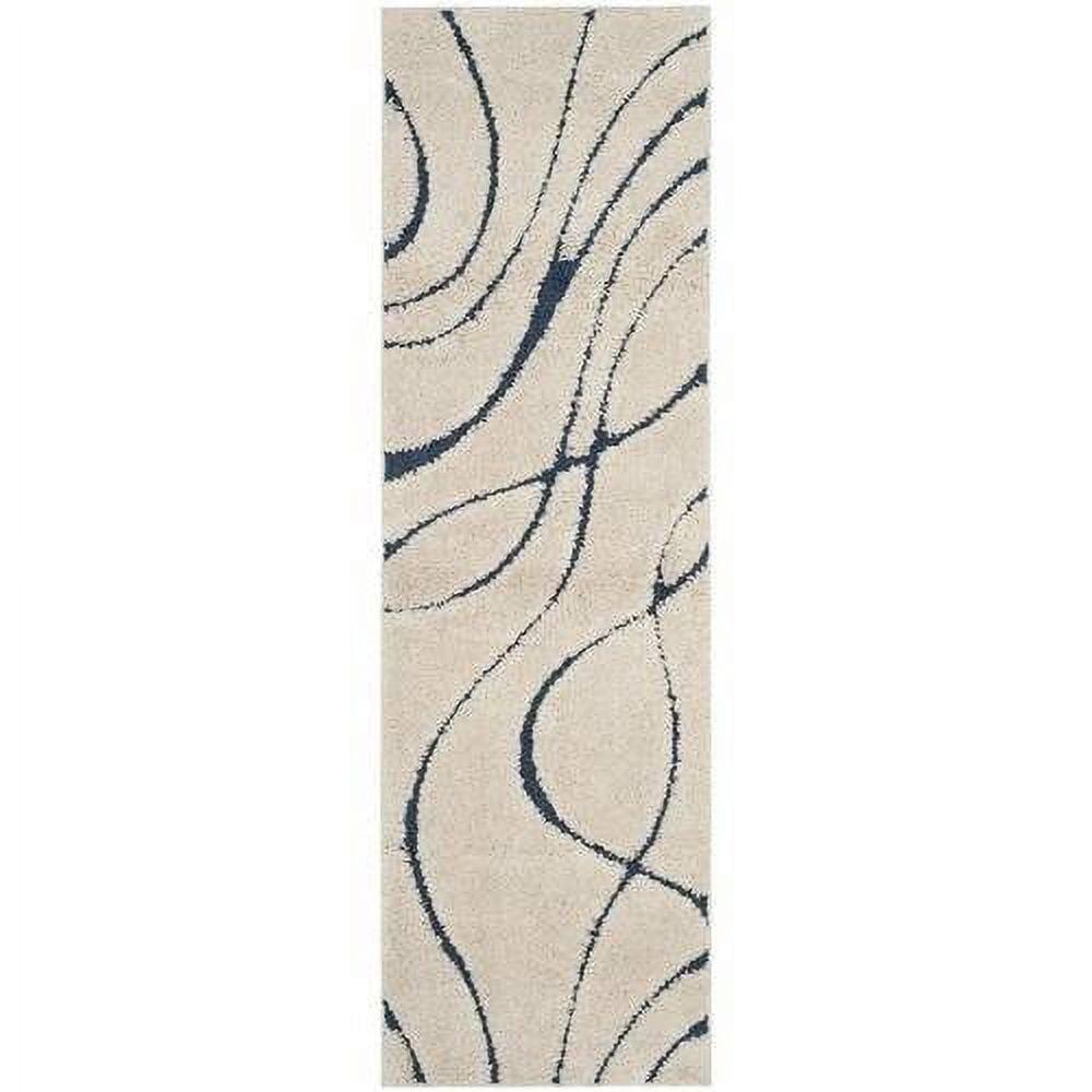 Florida Shag SG471 Power Loomed Indoor Accent Rug - Cream/Blue - 3'3"x5'3" - Safavieh.