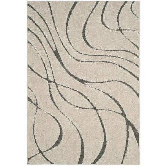 Florida Shag SG471 Power Loomed Indoor Area Rug - Cream/Grey - 5'3"x7'6" - Safavieh