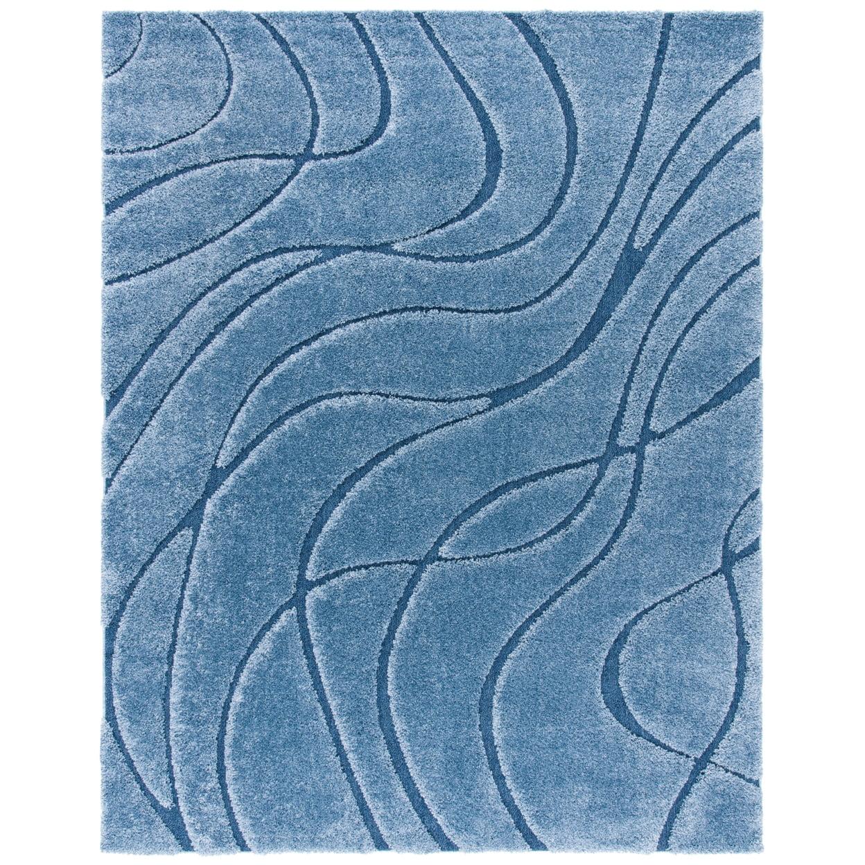 Florida Shag SG471 Power Loomed Indoor Area Rug - Light Blue/Blue - 5'3"x7'6" - Safavieh