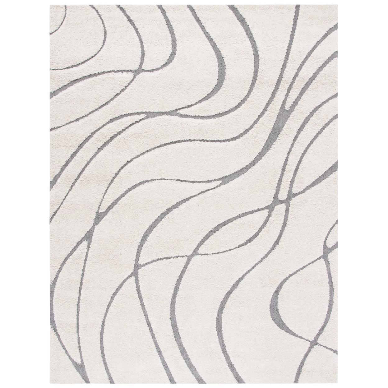 SAFAVIEH Florida Tamzen Abstract Shag Area Rug, Cream/Grey, 9'6" x 13'