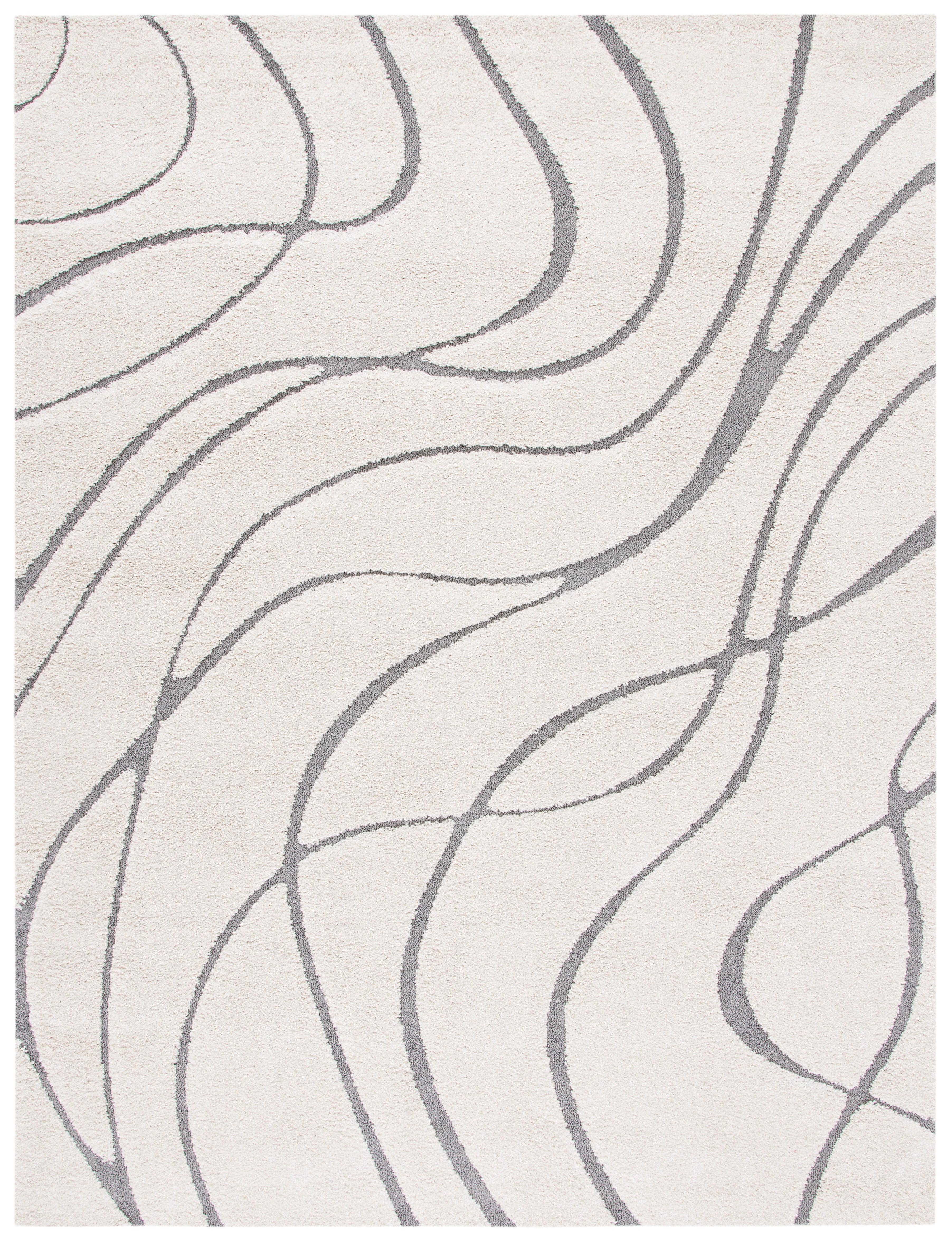 SAFAVIEH Florida Tamzen Abstract Shag Area Rug, Cream/Grey, 9'6" x 13'