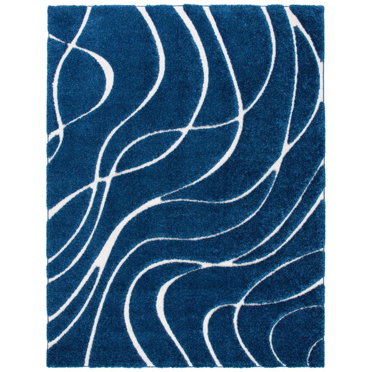 Florida Shag SG471 Power Loomed Indoor Area Rug - Navy/Ivory - 9'x12' - Safavieh