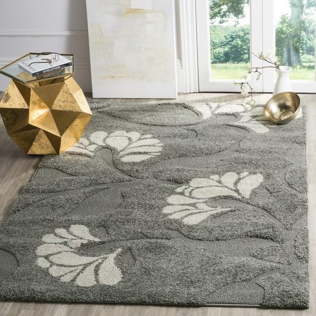 Florida Shag SG459 Power Loomed Indoor Accent Rug - Grey/Beige - 3'3"x5'3" - Safavieh