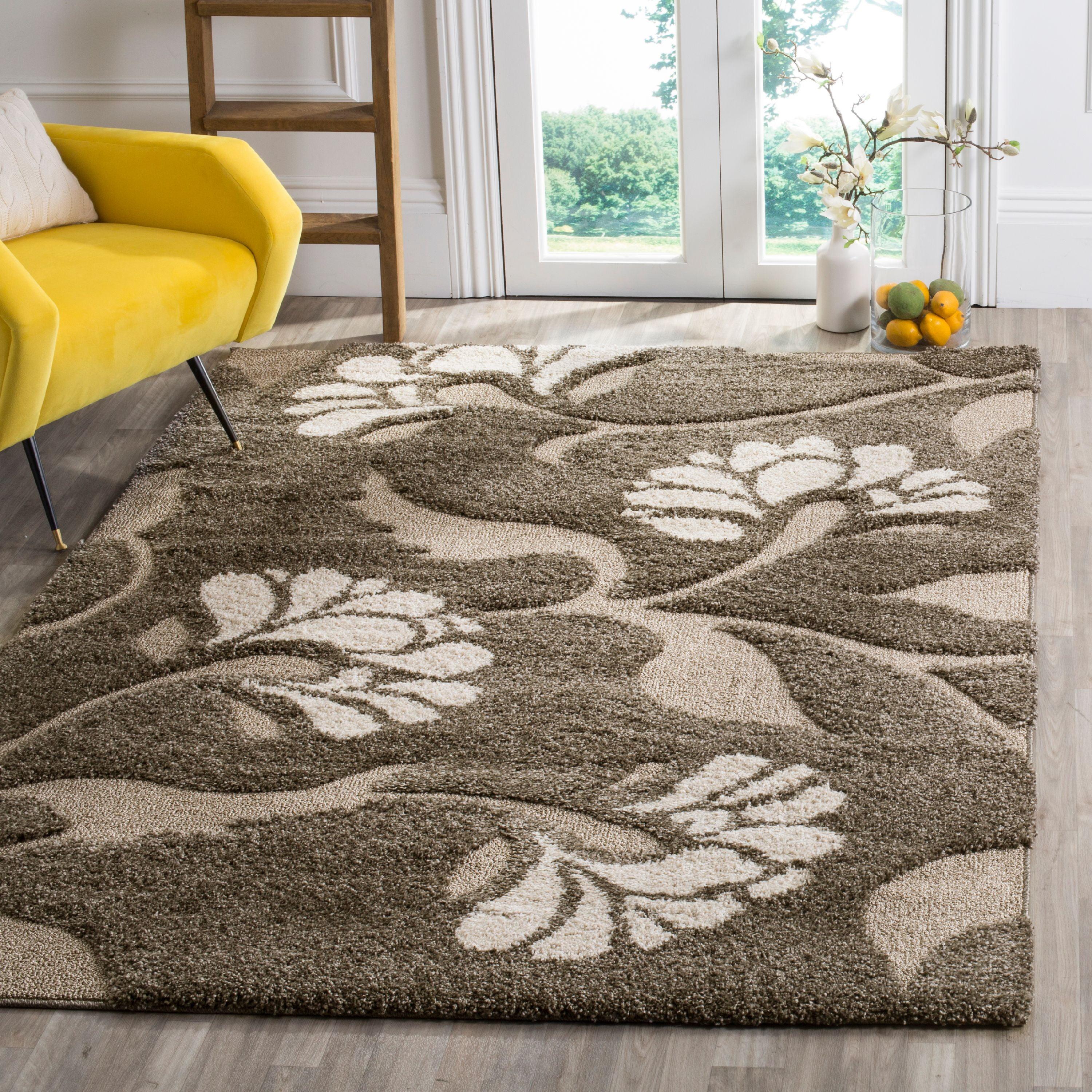 Florida Shag SG459 Power Loomed Indoor Accent Rug - Smoke/Beige - 3'3"x5'3" - Safavieh