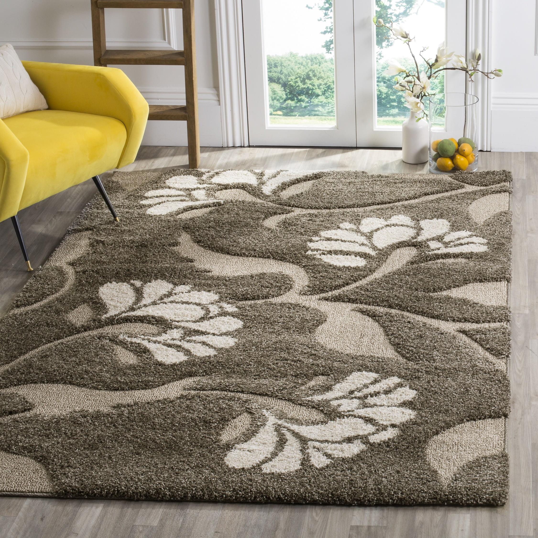 Florida Shag SG459 Power Loomed Indoor Area Rug - Smoke/Beige - 5'3"x7'6" - Safavieh