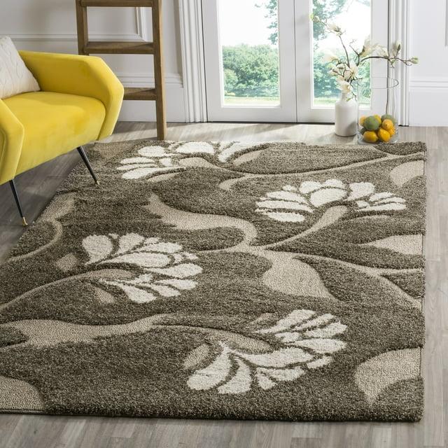 Florida Shag SG459 Power Loomed Indoor Area Rug - Smoke/Beige - 5'3"x7'6" - Safavieh