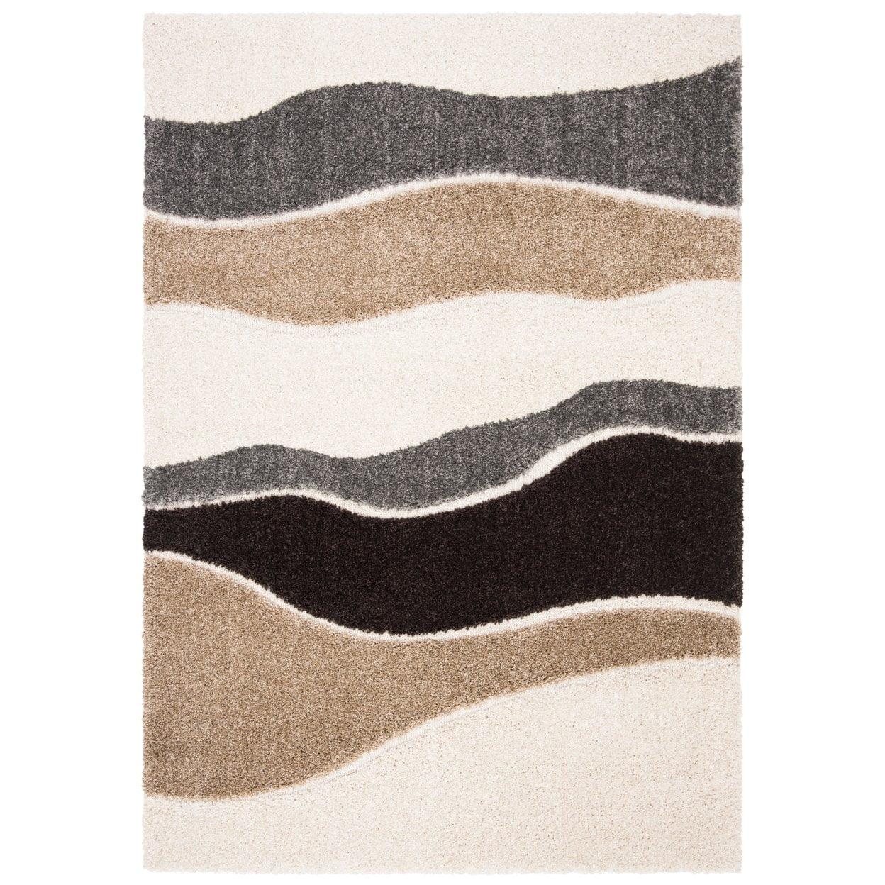 Florida Shag SG475 Power Loomed Indoor Runner Rug - Ivory/Grey - 2'3"x8' - Safavieh
