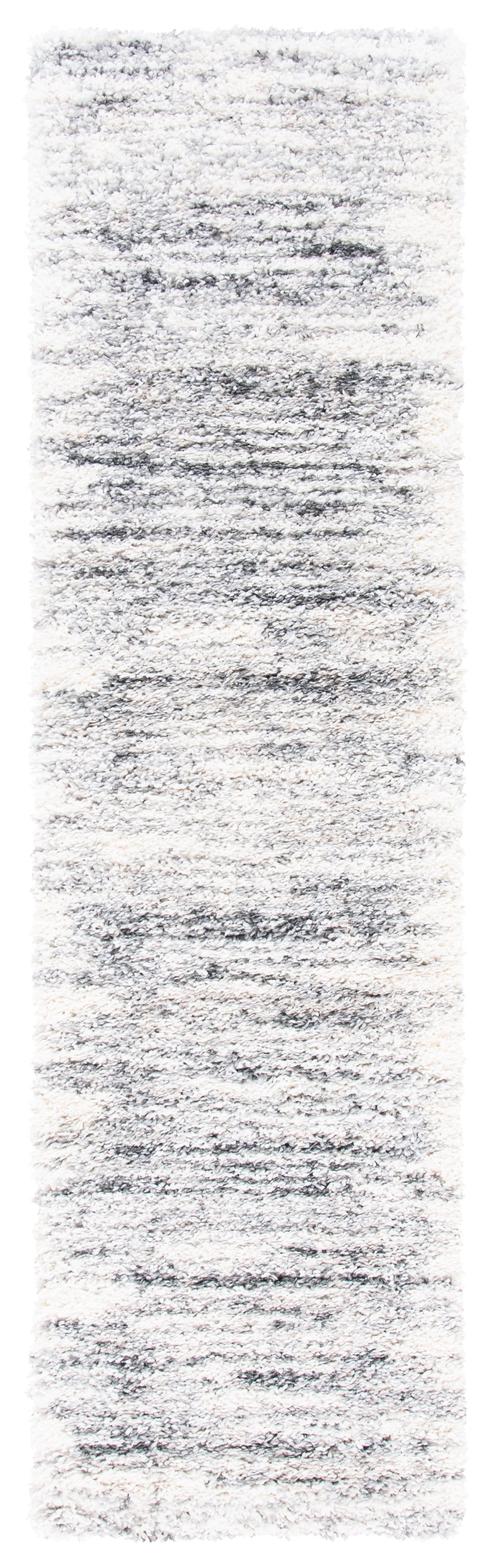 Fontana Shag 800 FNT850 Power Loomed Indoor Runner - Ivory/Grey - 2'3"x12' - Safavieh
