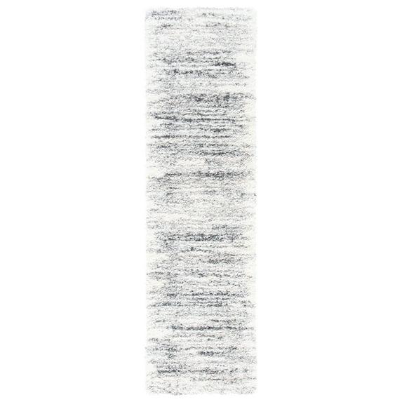 Fontana Shag 800 FNT850 Power Loomed Indoor Runner - Ivory/Grey - 2'3"x12' - Safavieh