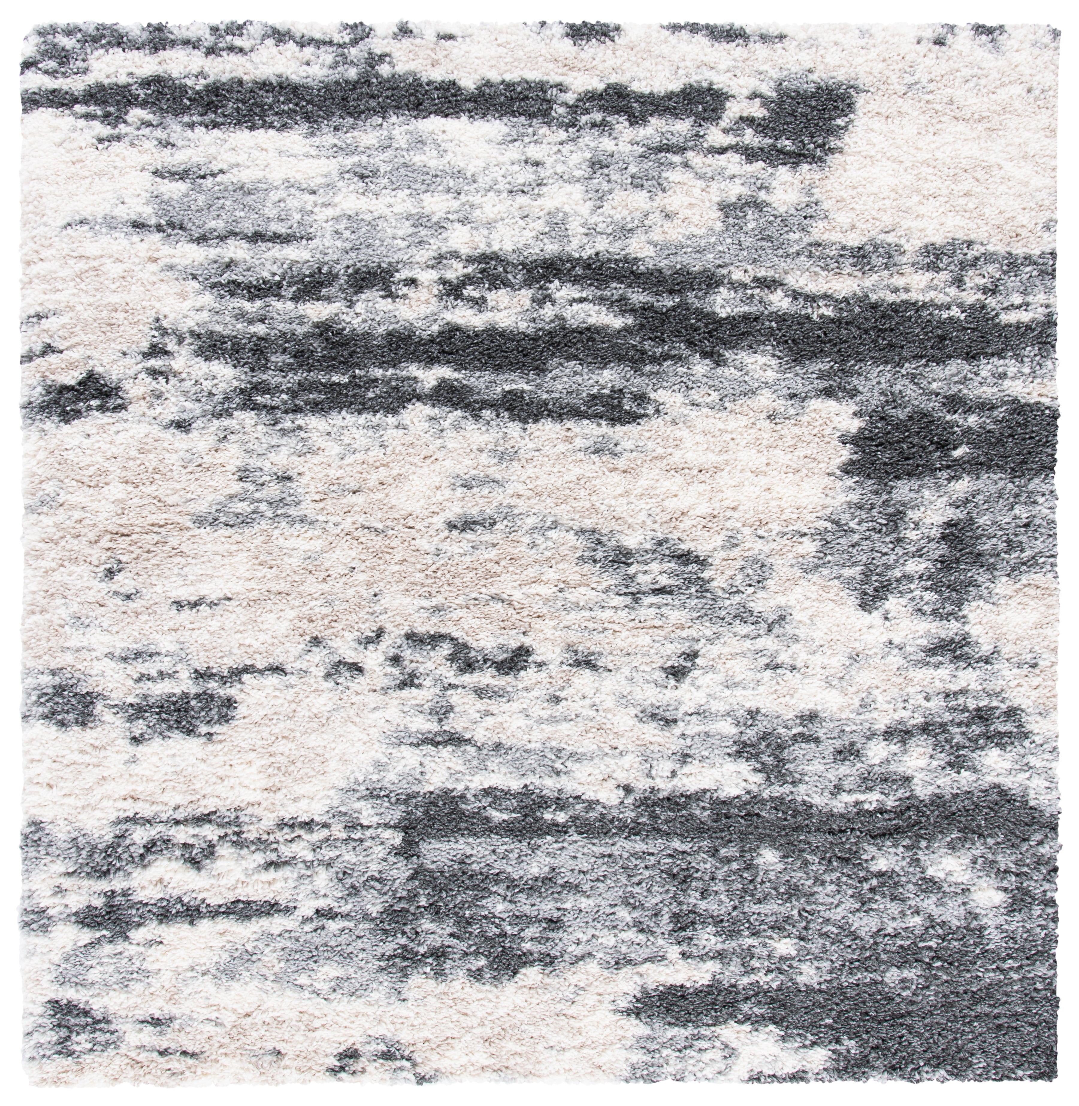 Fontana Shag  FNT853 Power Loomed Area Rug - Gray/Ivory - 5'3"x5'3" - Safavieh.