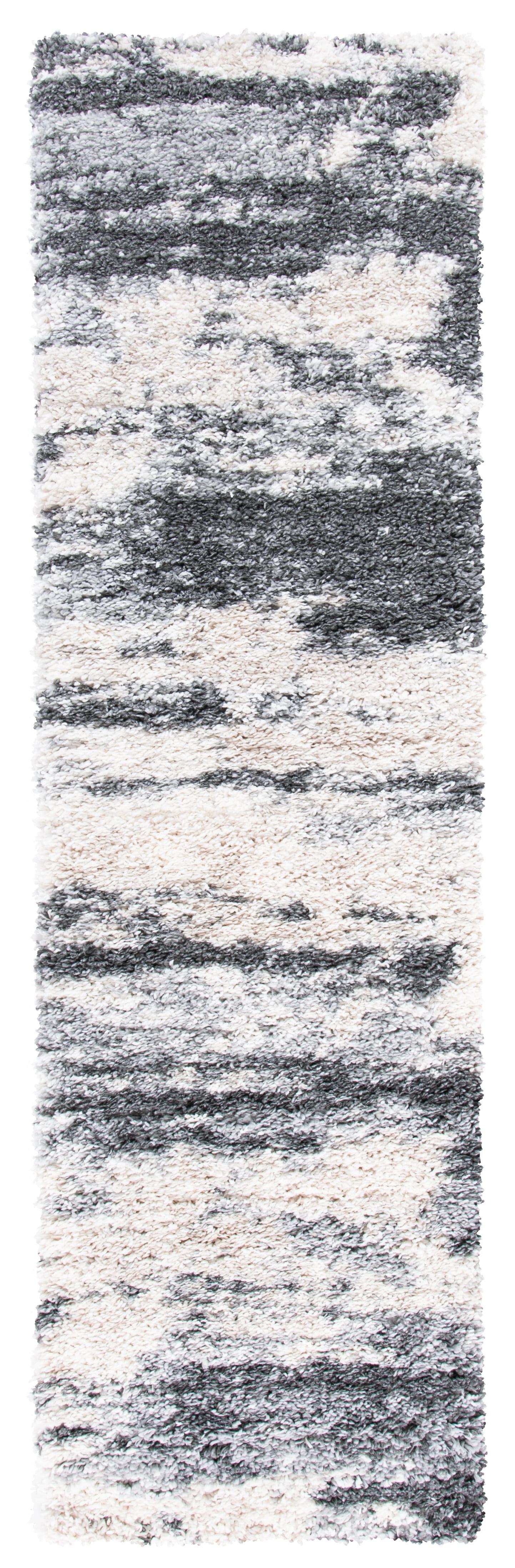 Fontana Shag FNT853 Power Loomed Runner Rug - Grey/Ivory - 2'3"x8' - Safavieh.