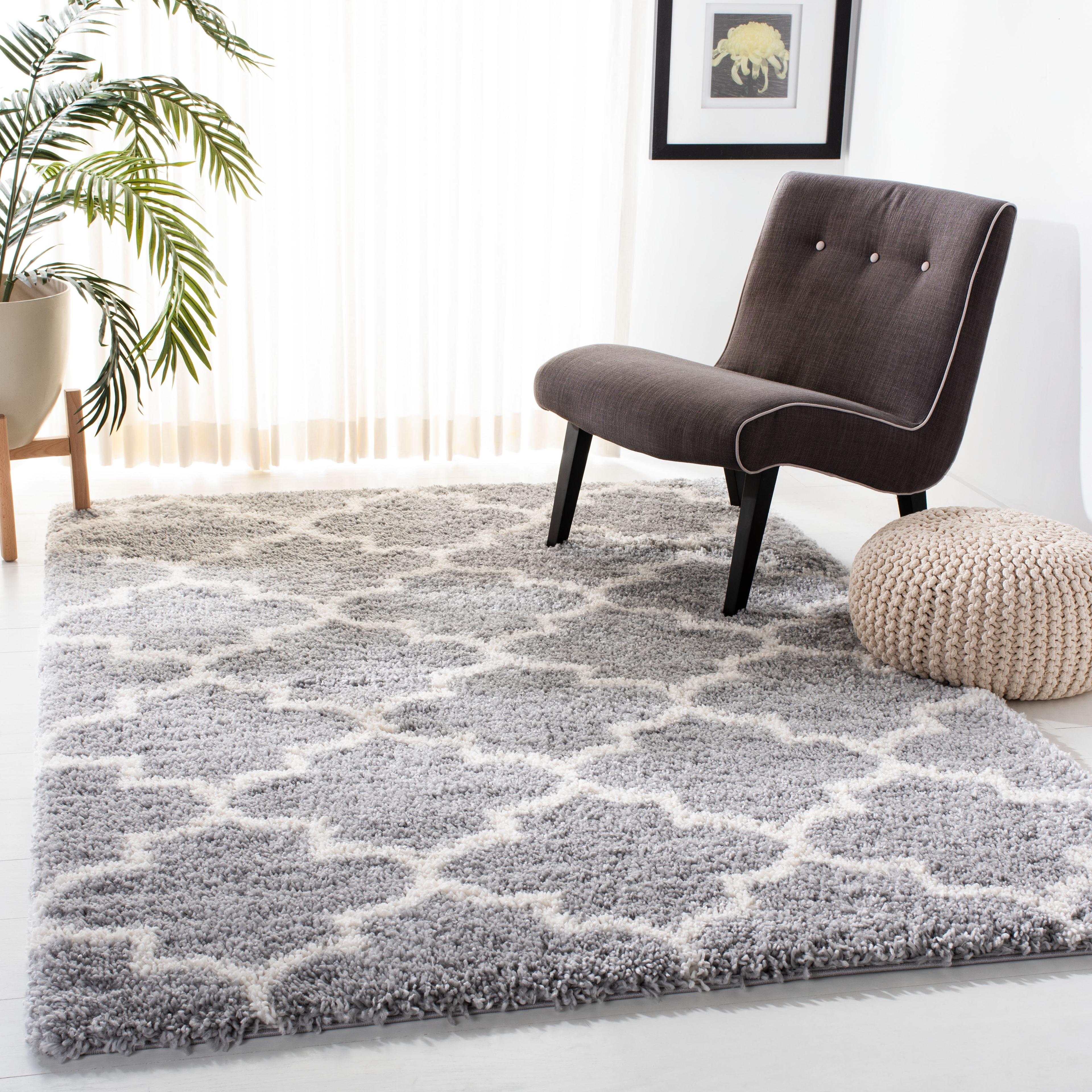 Fontana Shag 800 FNT818 Power Loomed Indoor Area Rug - Grey/Cream - 5'3"x7'6" - Safavieh