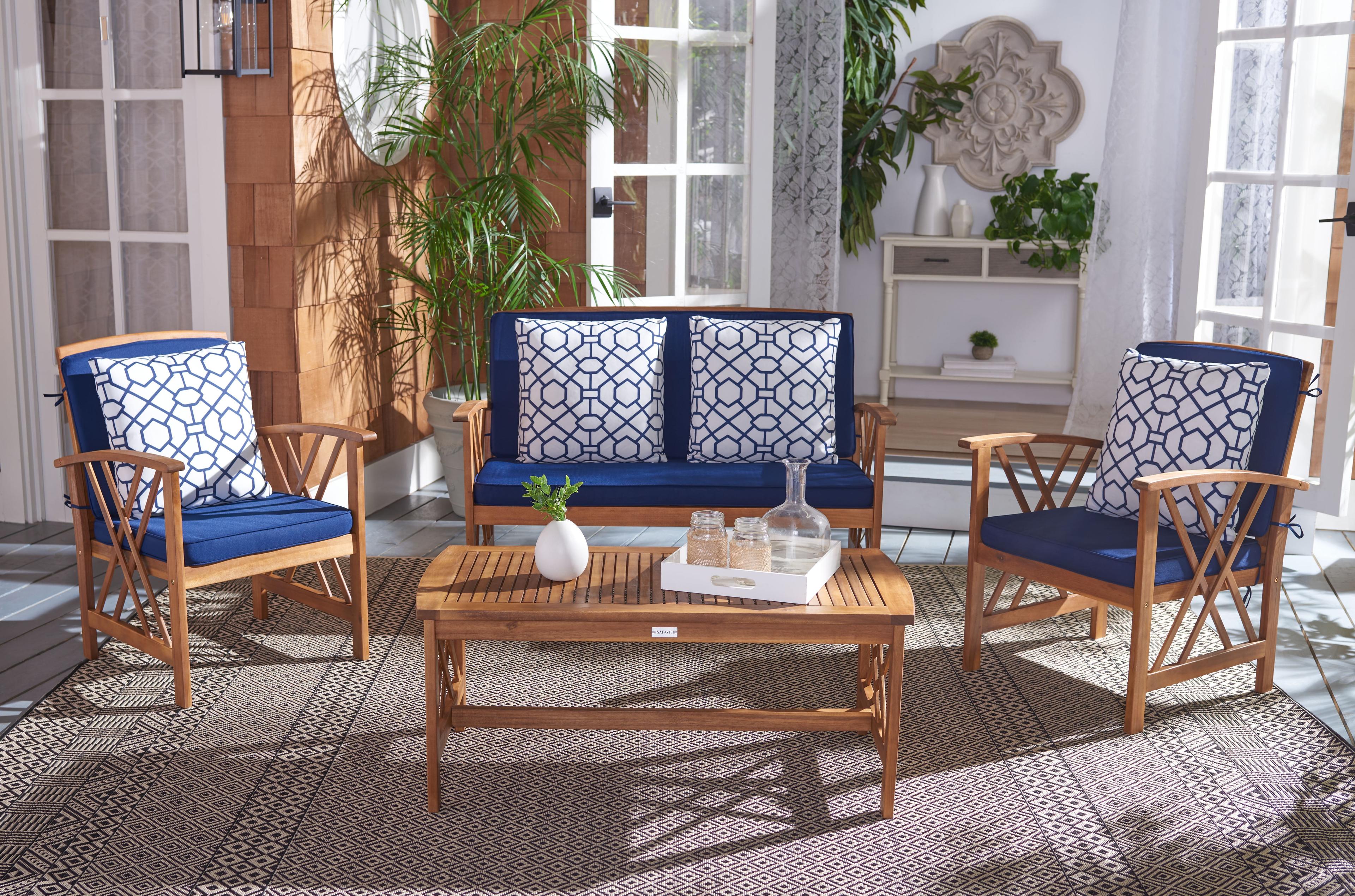 Fontana 4 Piece Patio Outdoor Conversation Set  - Safavieh