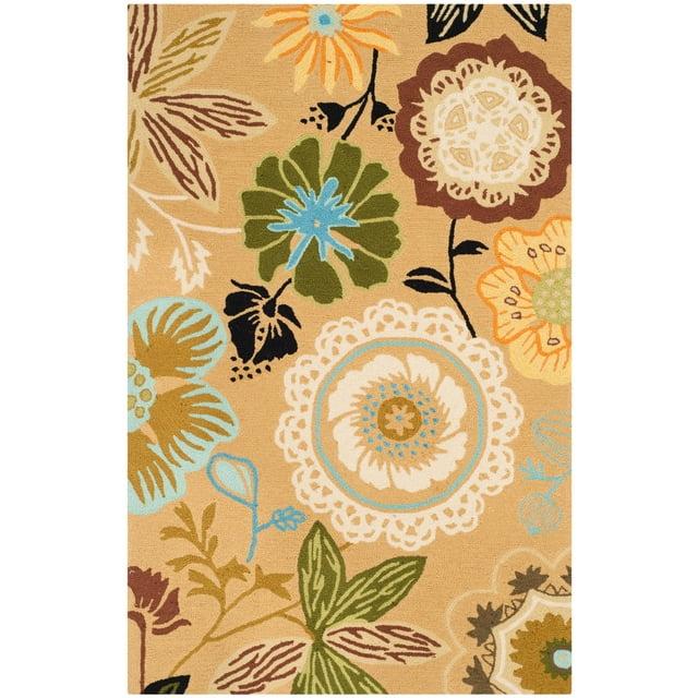 Four Seasons FRS472 Hand Hooked Area Rug - Taupe/Multi - 3'6"x5'6" - Safavieh.