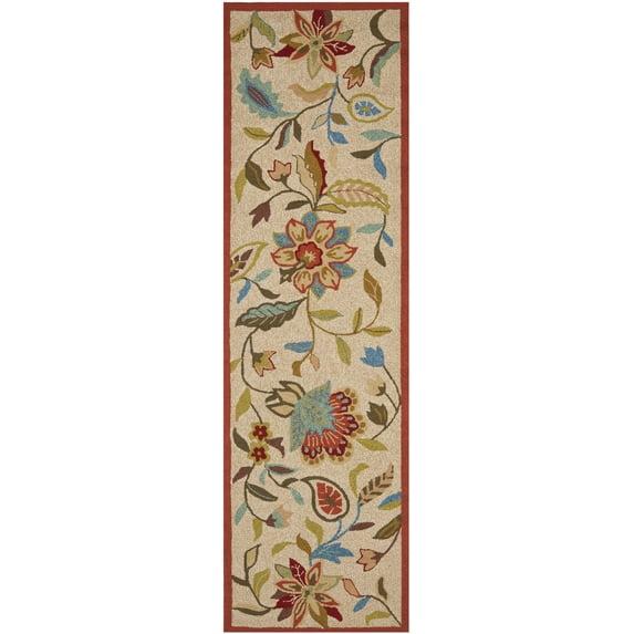Four Seasons FRS435 Hand Hooked Runner Rug - Ivory/Rust - 2'3"x8' - Safavieh.