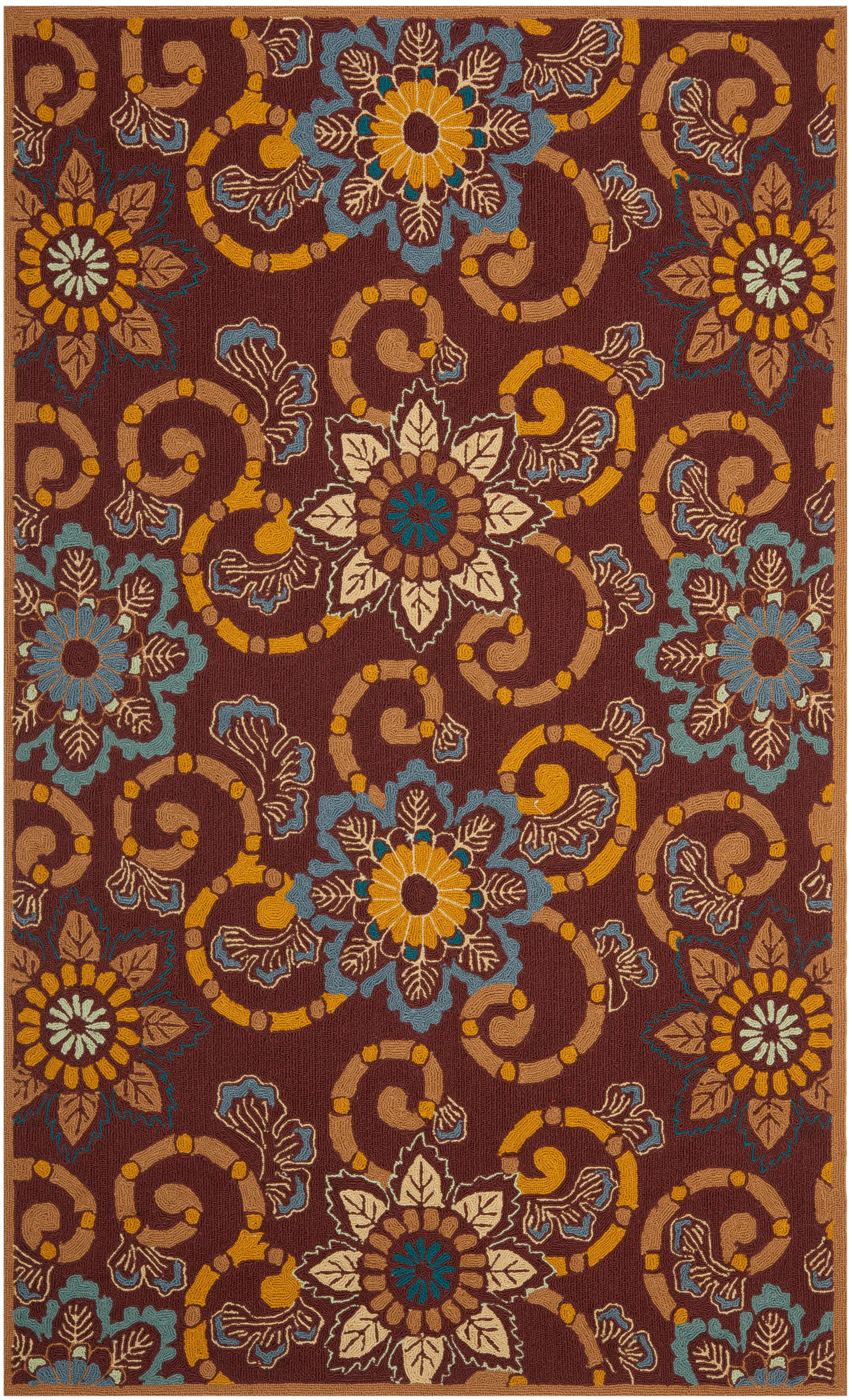 Handmade Burgundy Floral 8' x 10' Synthetic Area Rug